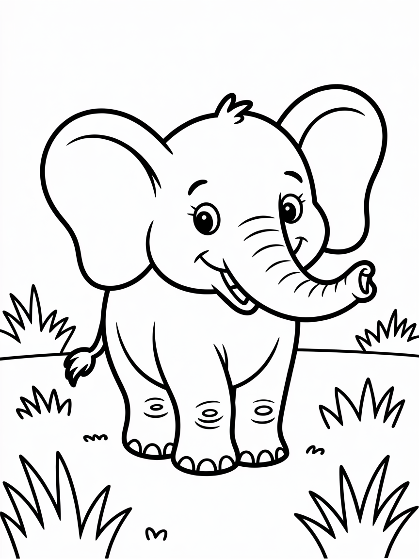 Elephant - Coloring Page - Free Coloring Page