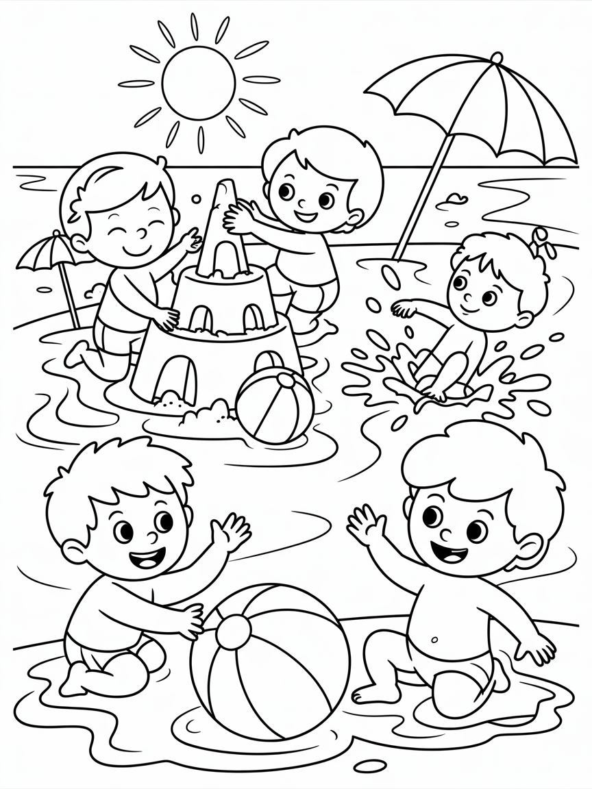 fun in sun - Free Coloring Page