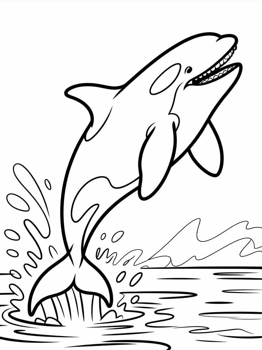 Free Willy jumping and showing teeth - Free Coloring Page