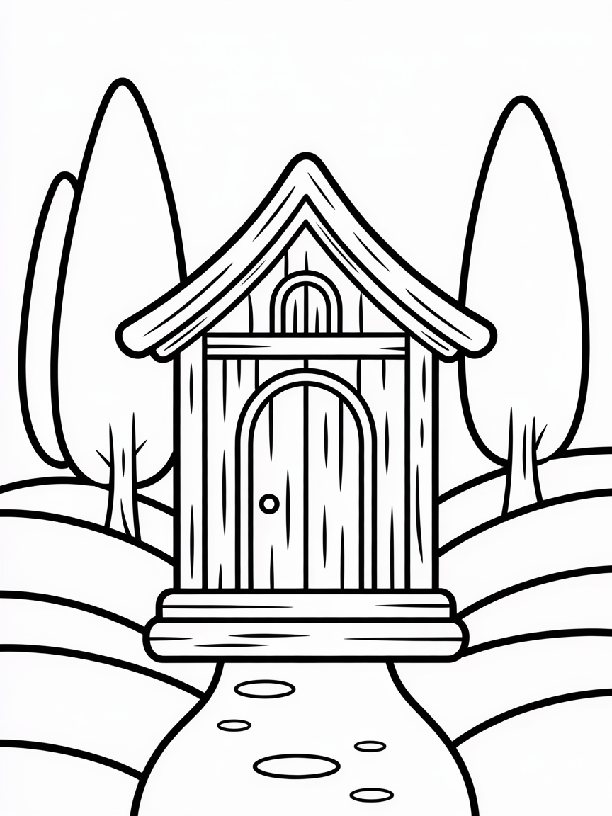 Wood shrine - Free Coloring Page