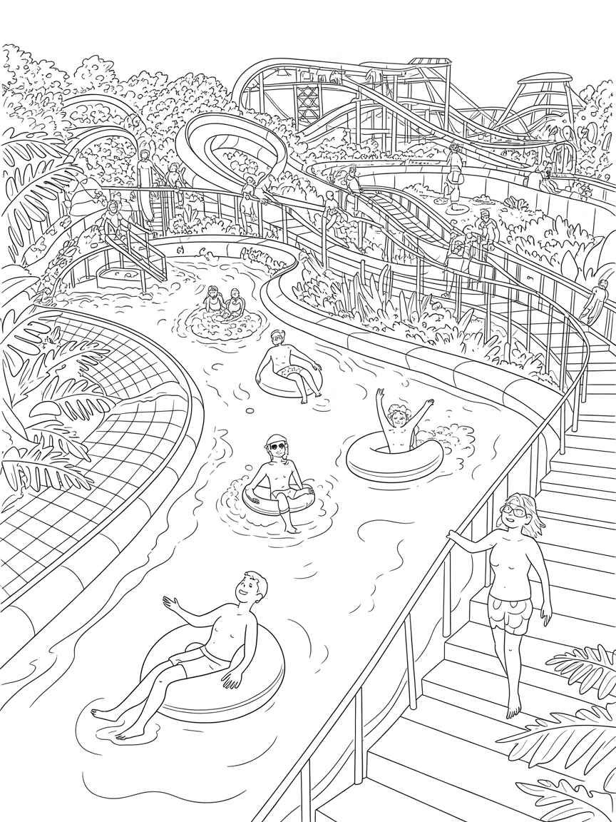 Schlitterbahn - Free Coloring Page