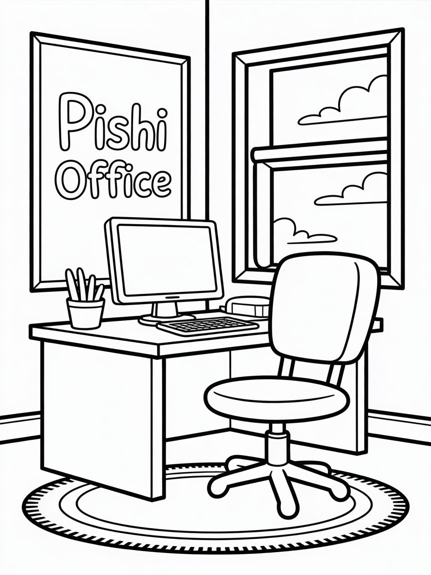 Pishi office - Free Coloring Page