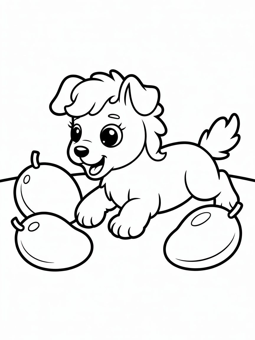Unicorn puppy mangoes - Free Coloring Page
