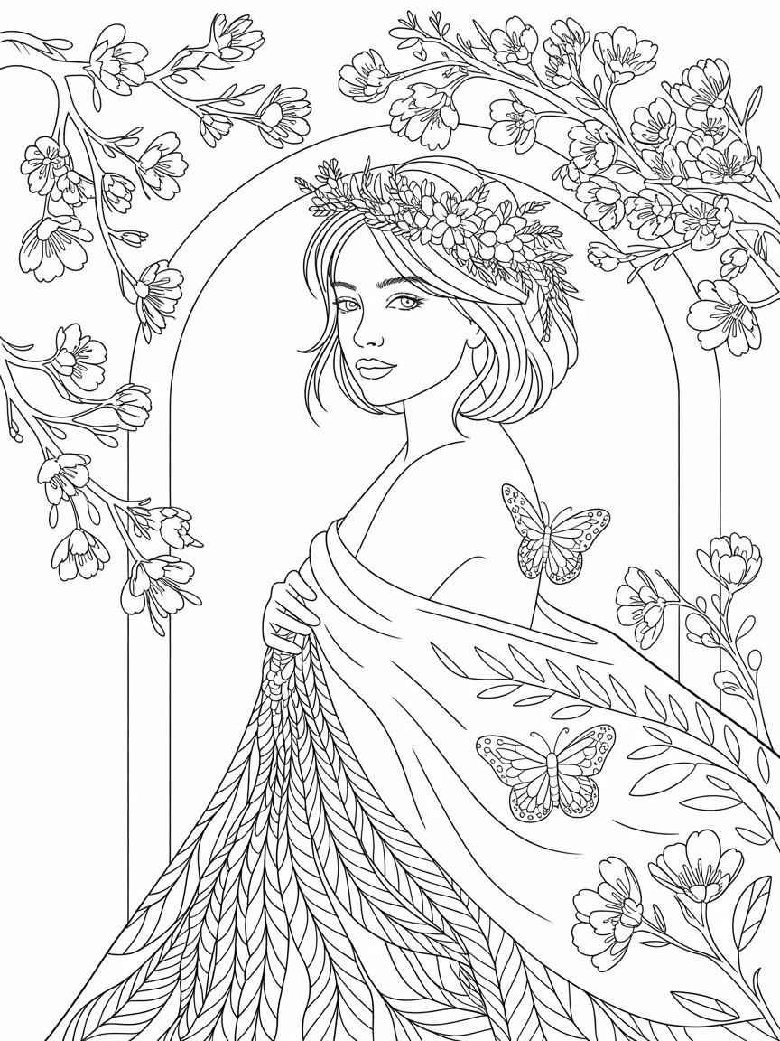 Pretty girl - Free Coloring Page