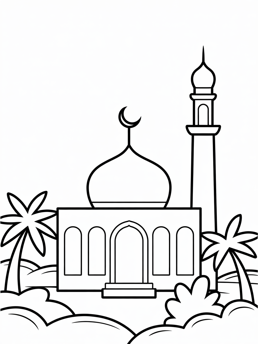 Mosque - Free Coloring Page