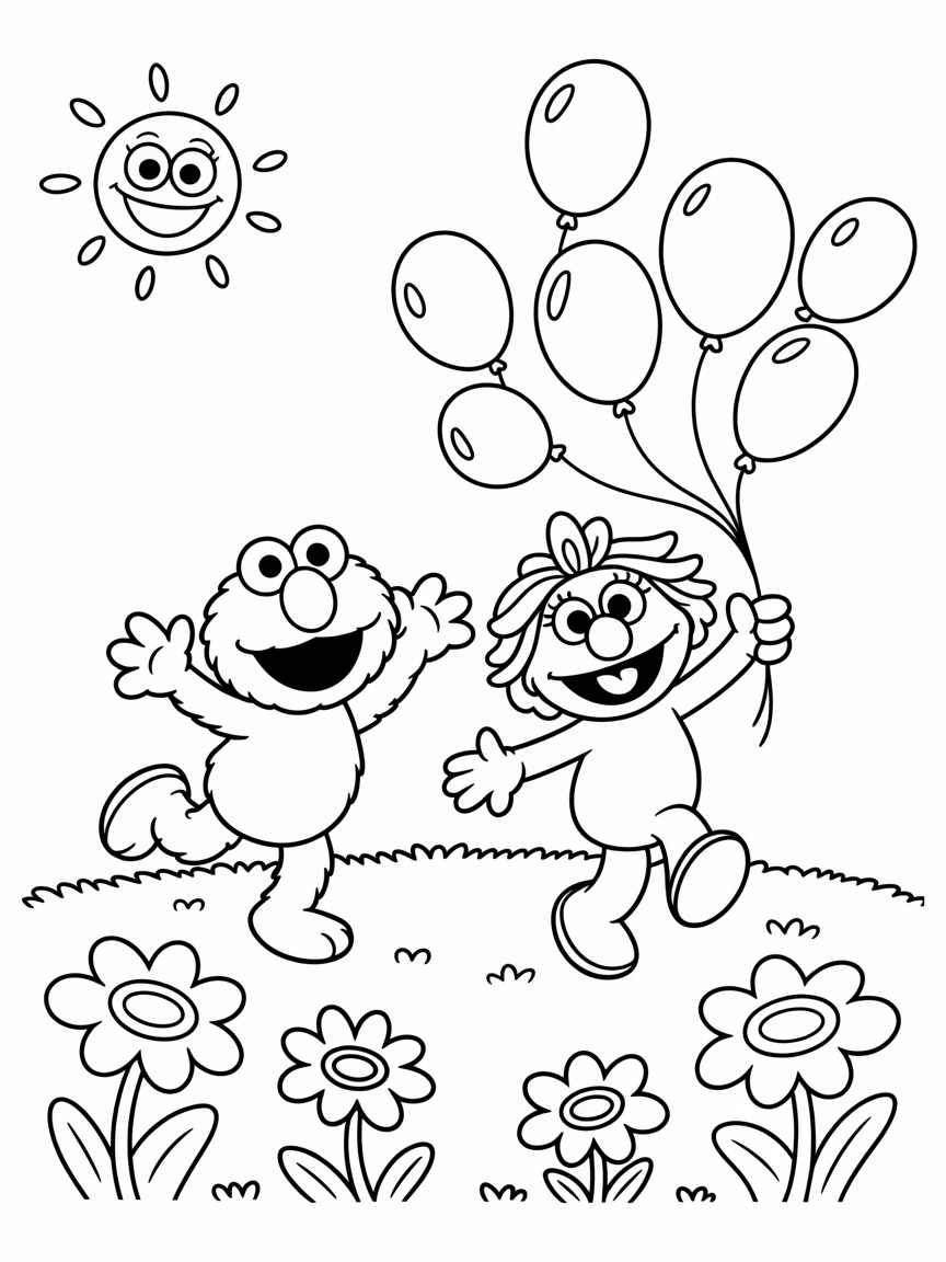 Elmo and Abby - Free Coloring Page