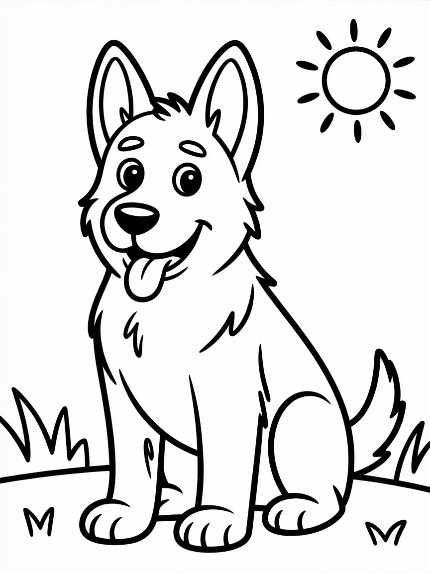German sheperd - Free Coloring Page