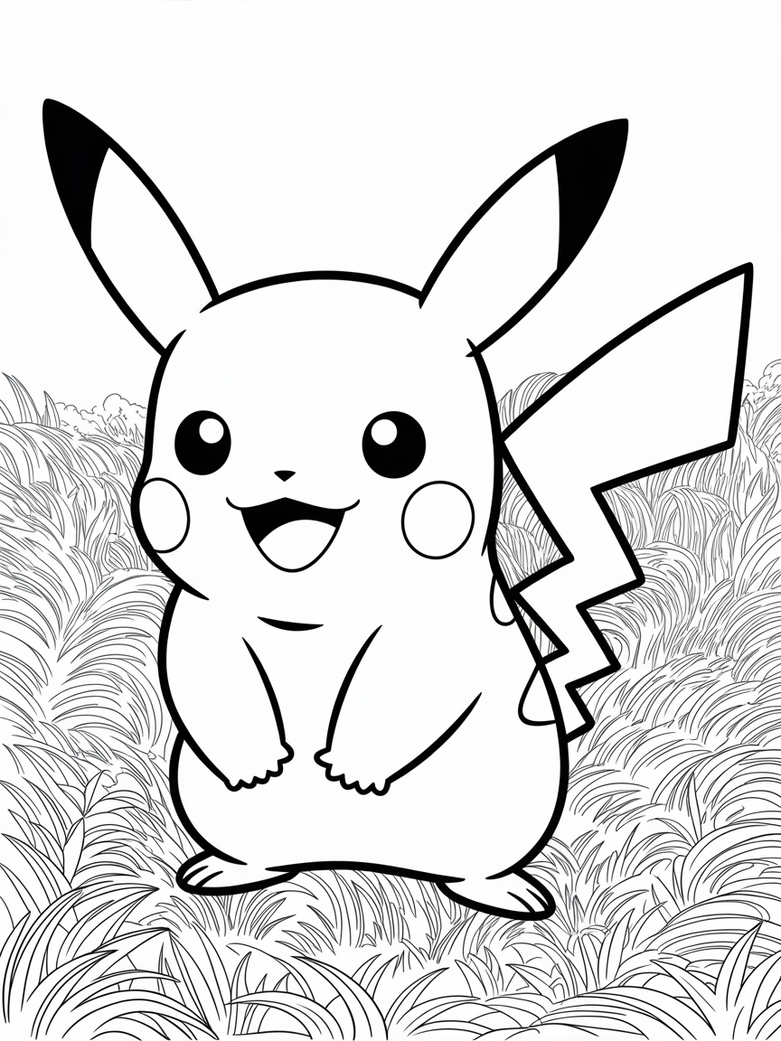 Pikachu - Free Coloring Page