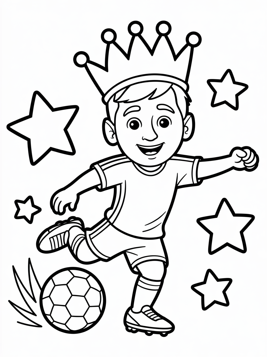 messi wearing a crown - Free Coloring Page