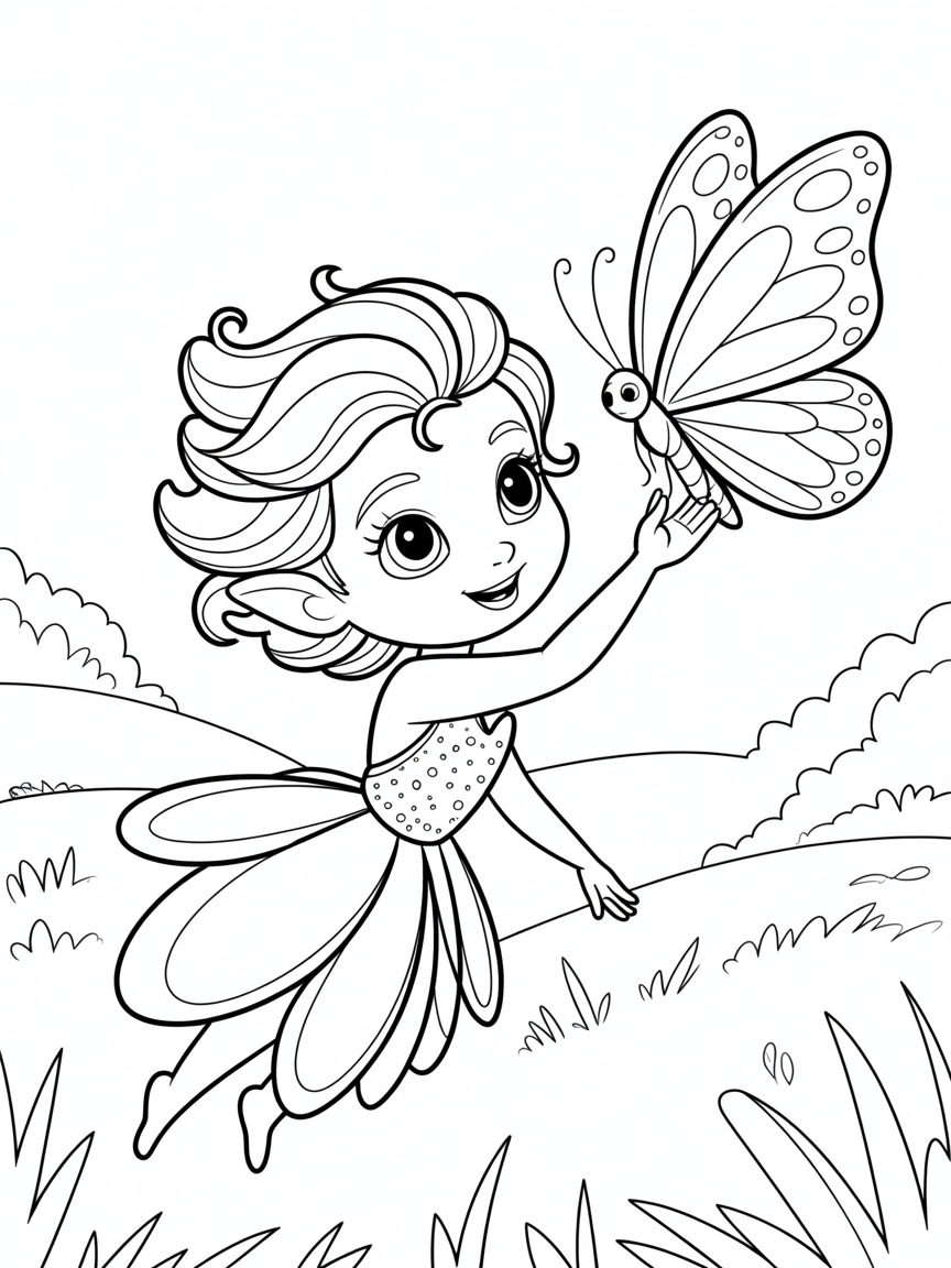 elsa fairy butterfly - Free Coloring Page