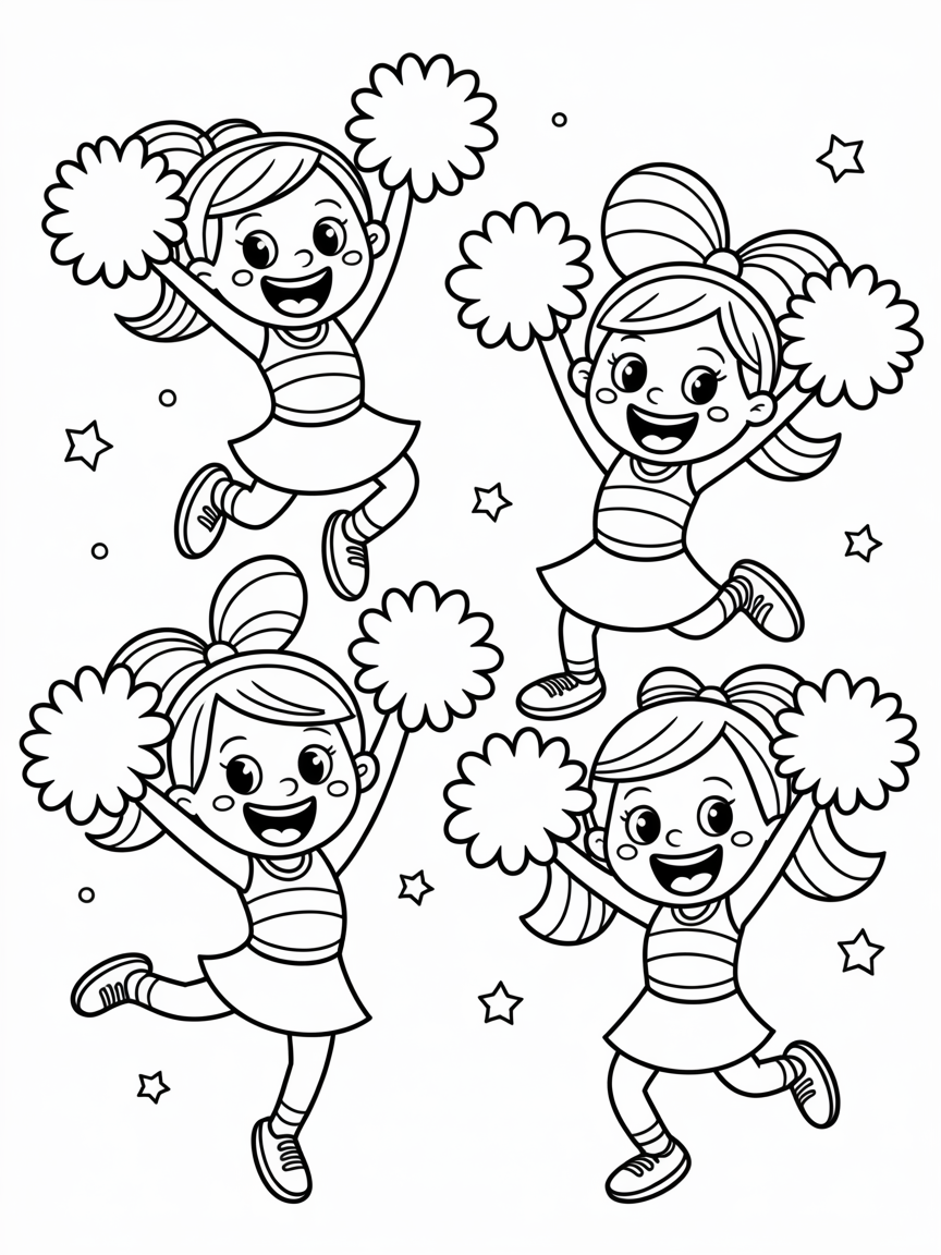 Cheerleading - Free Coloring Page