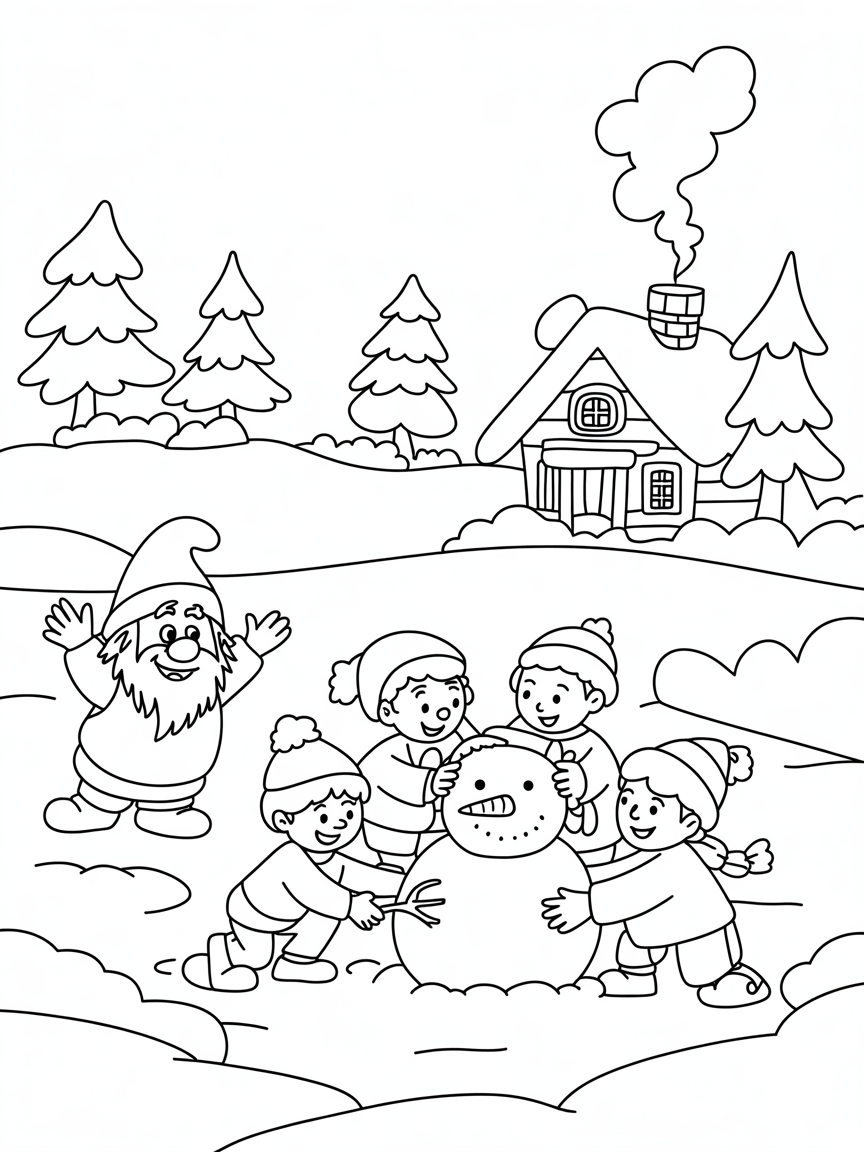 A day at Tomteland - Free Coloring Page