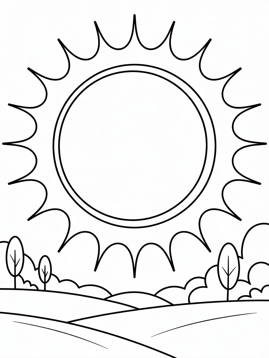 Total solar eclipse - Free Coloring Page