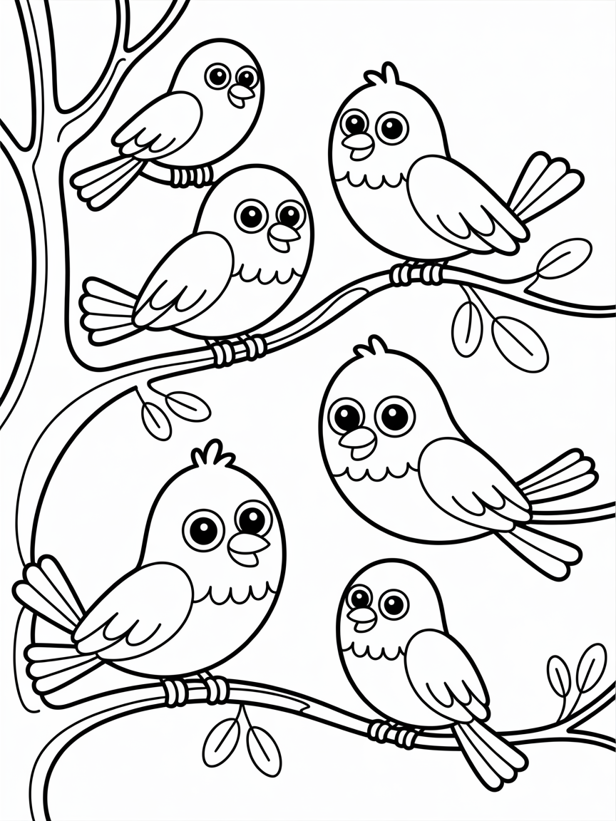 simple colourful birds - Free Coloring Page
