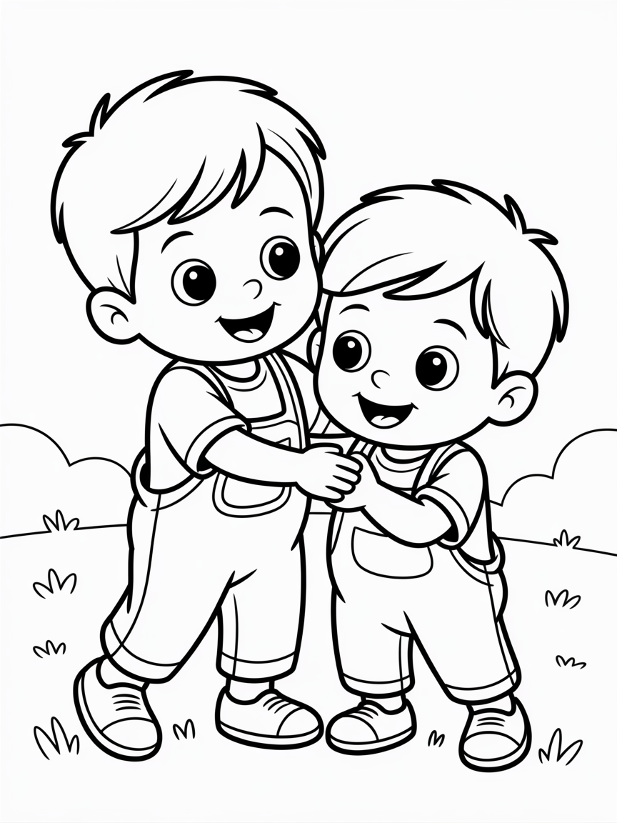 Two brothers - Free Coloring Page