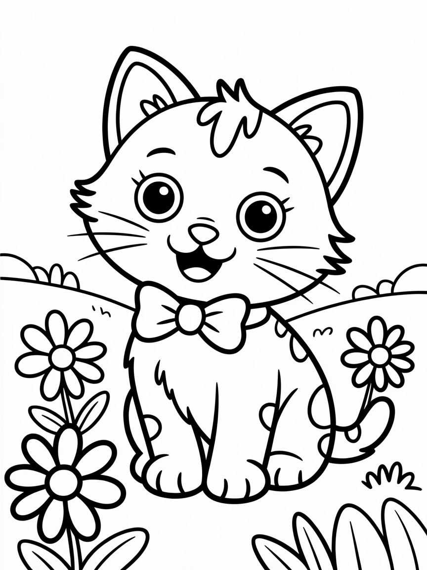 Kitty - Free Coloring Page