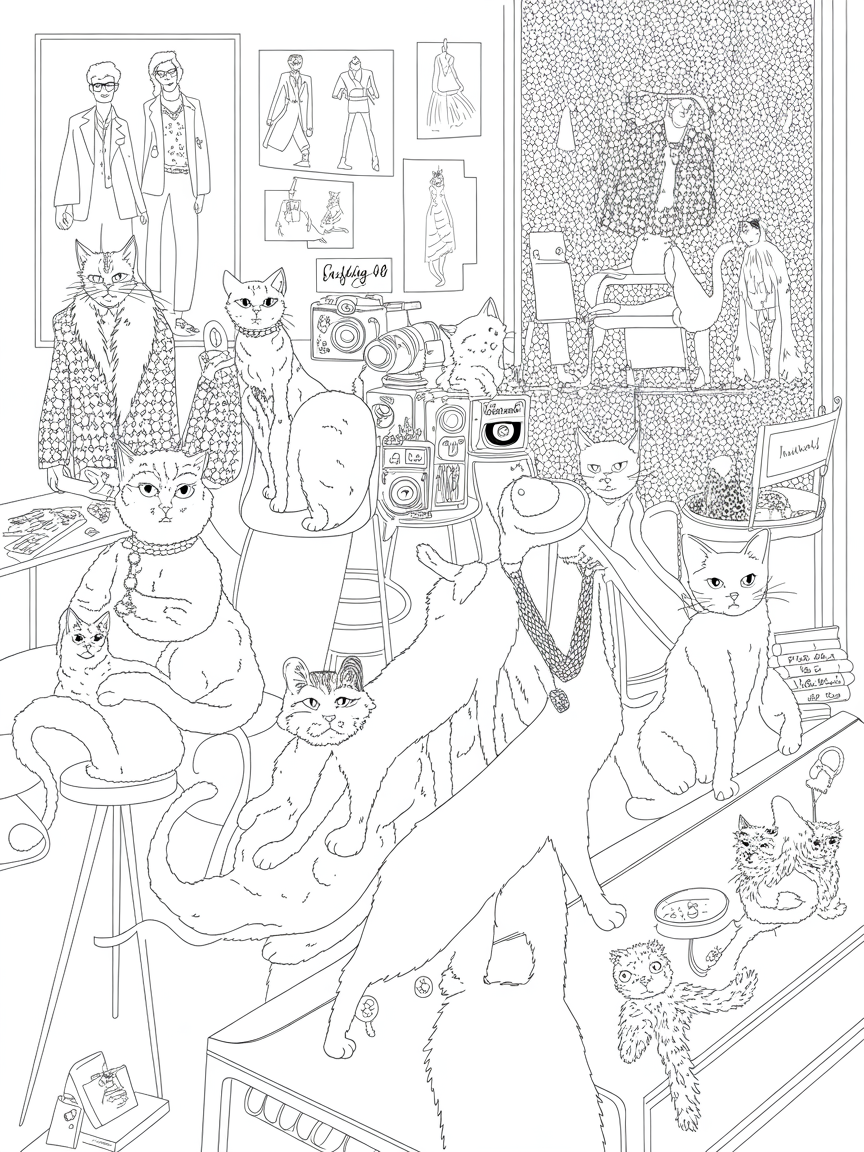 Cat modelling agency - Free Coloring Page