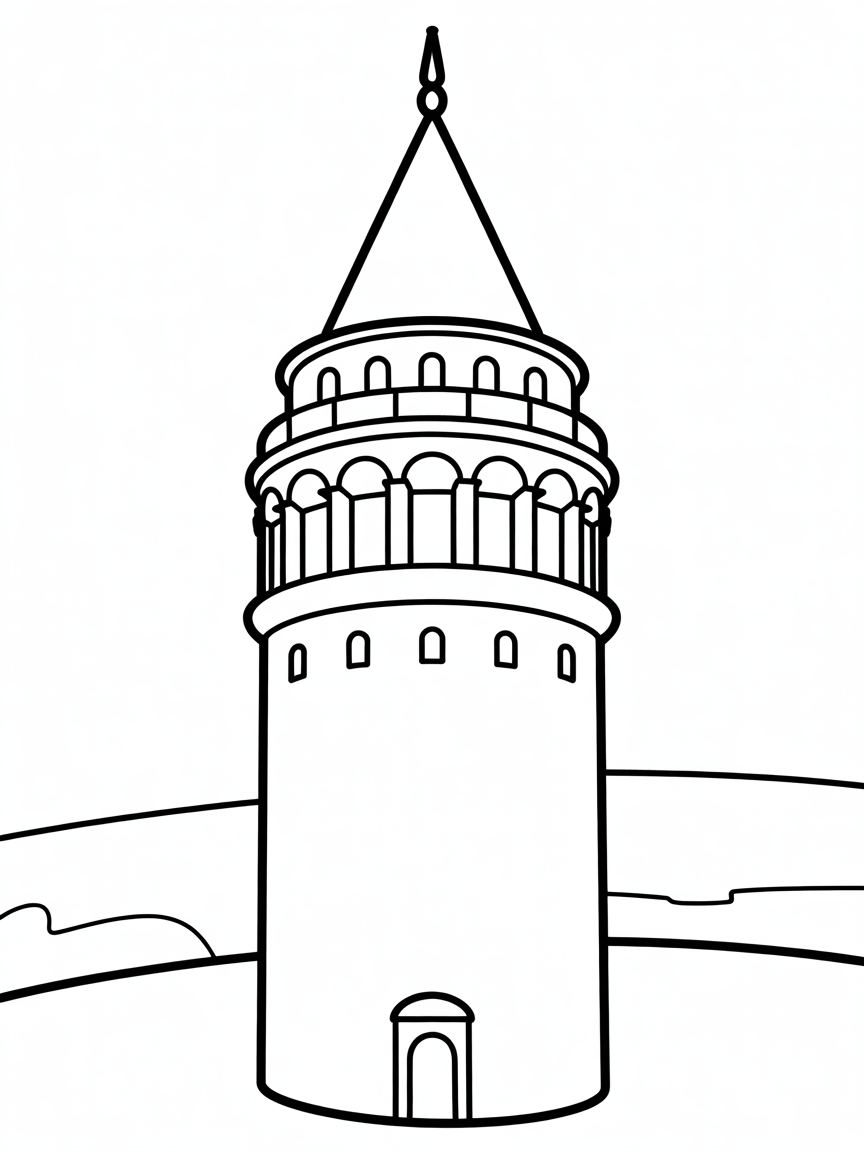 Galata tower - Free Coloring Page