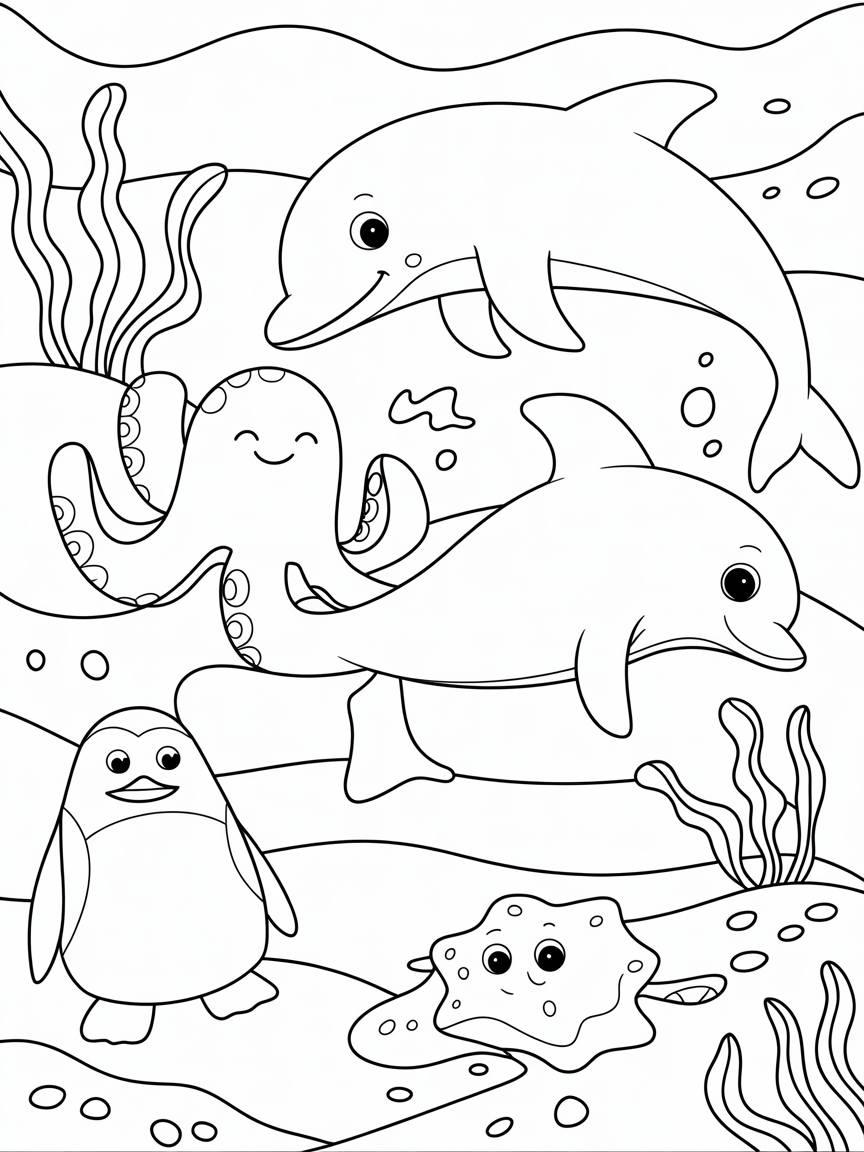 Underwater world - Free Coloring Page