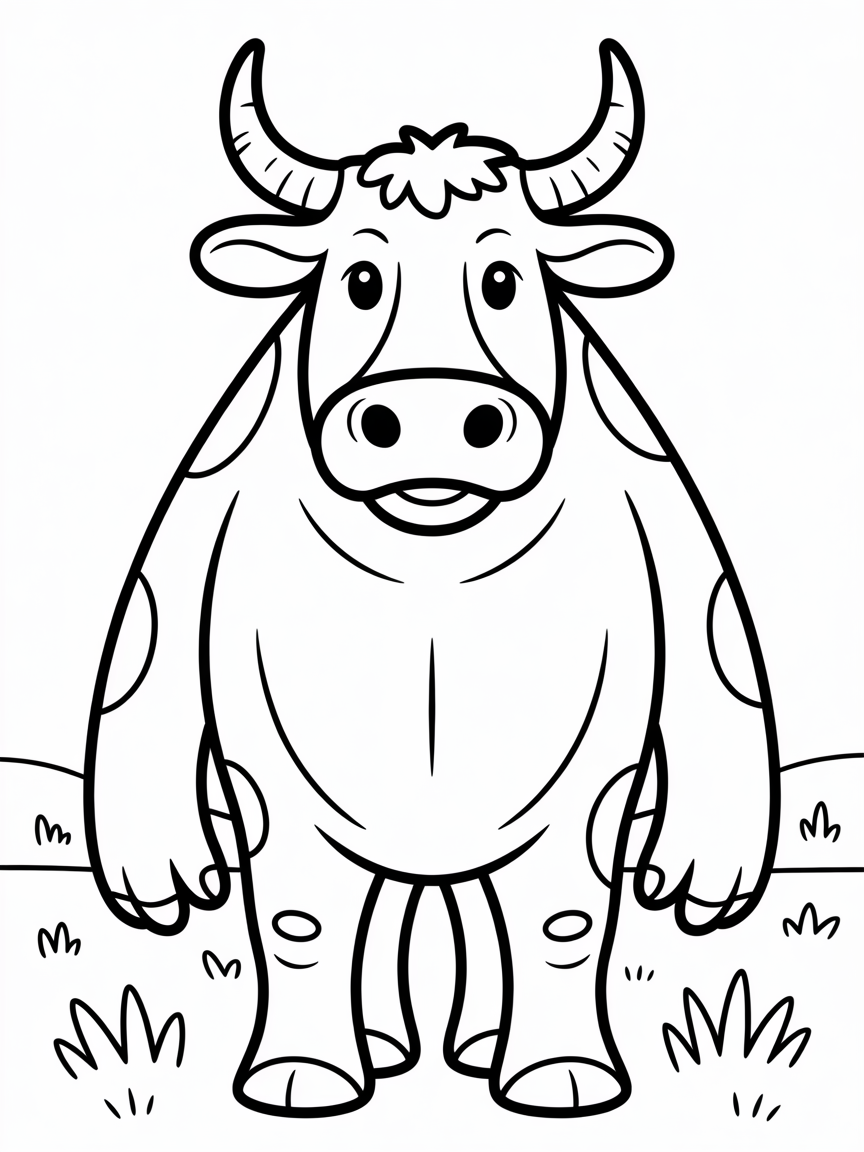 Moroz a giant 45 foot tall 70 foot long cow like creature with 4 horns on each side of the head 2 horns on each side - Free Coloring Page