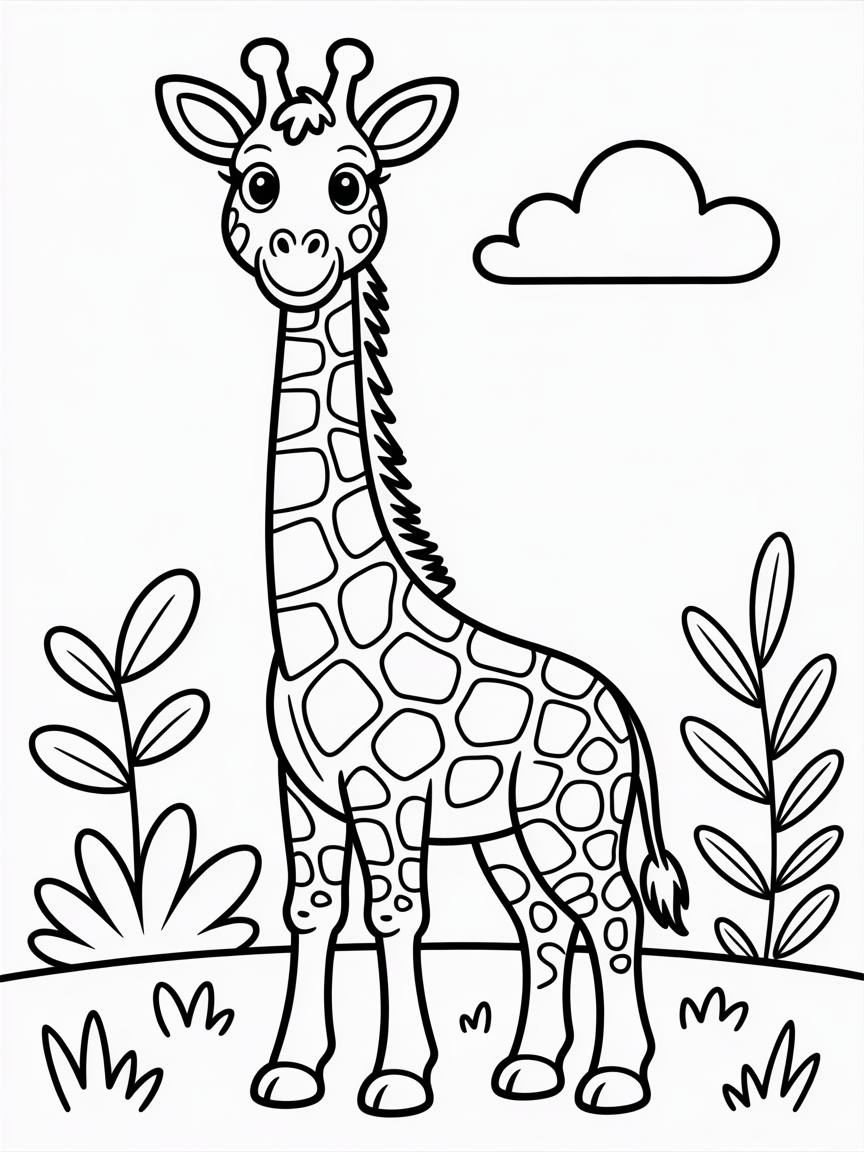 igerry is a tall giraffe - Free Coloring Page