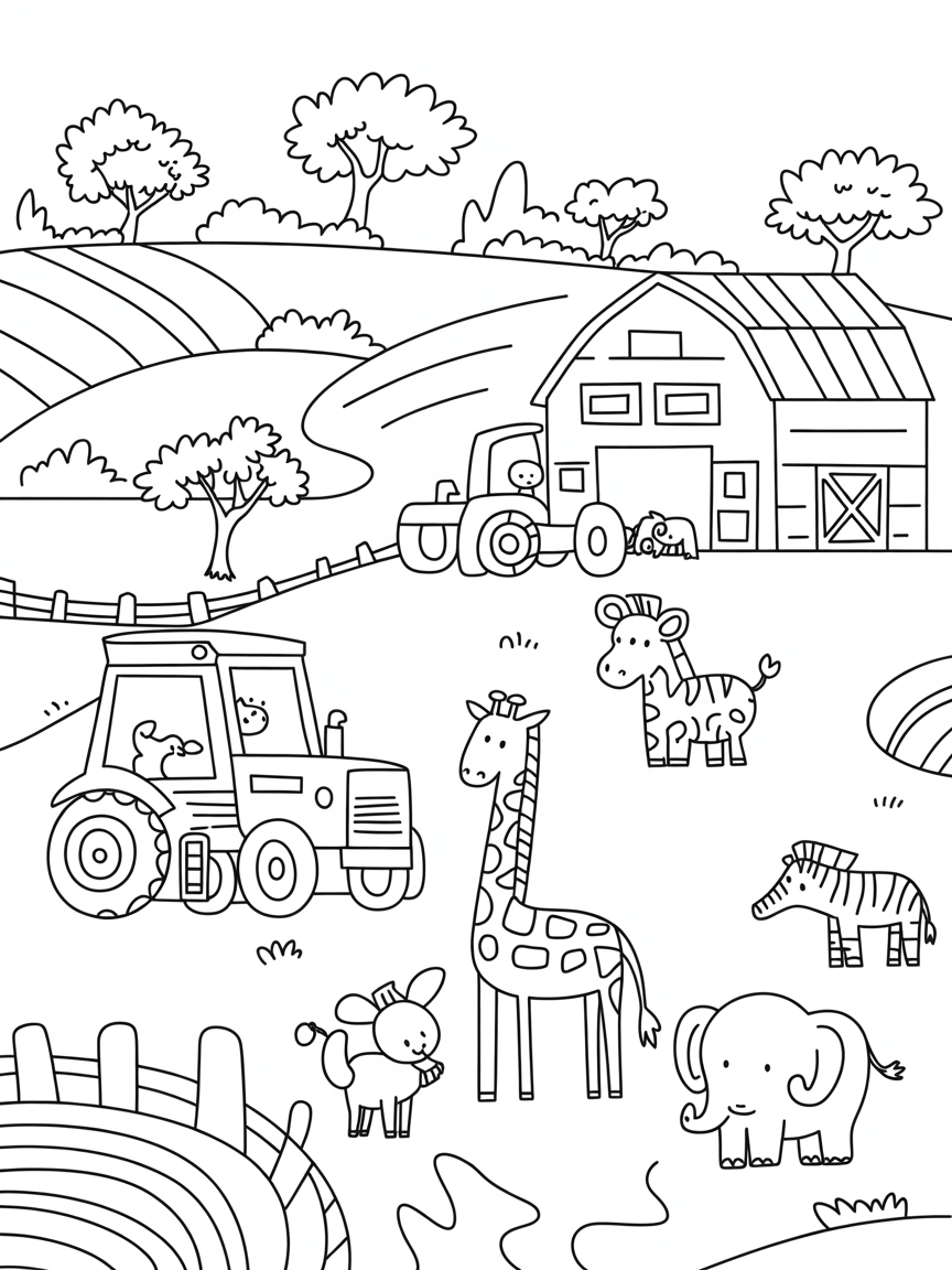 African farm - Free Coloring Page