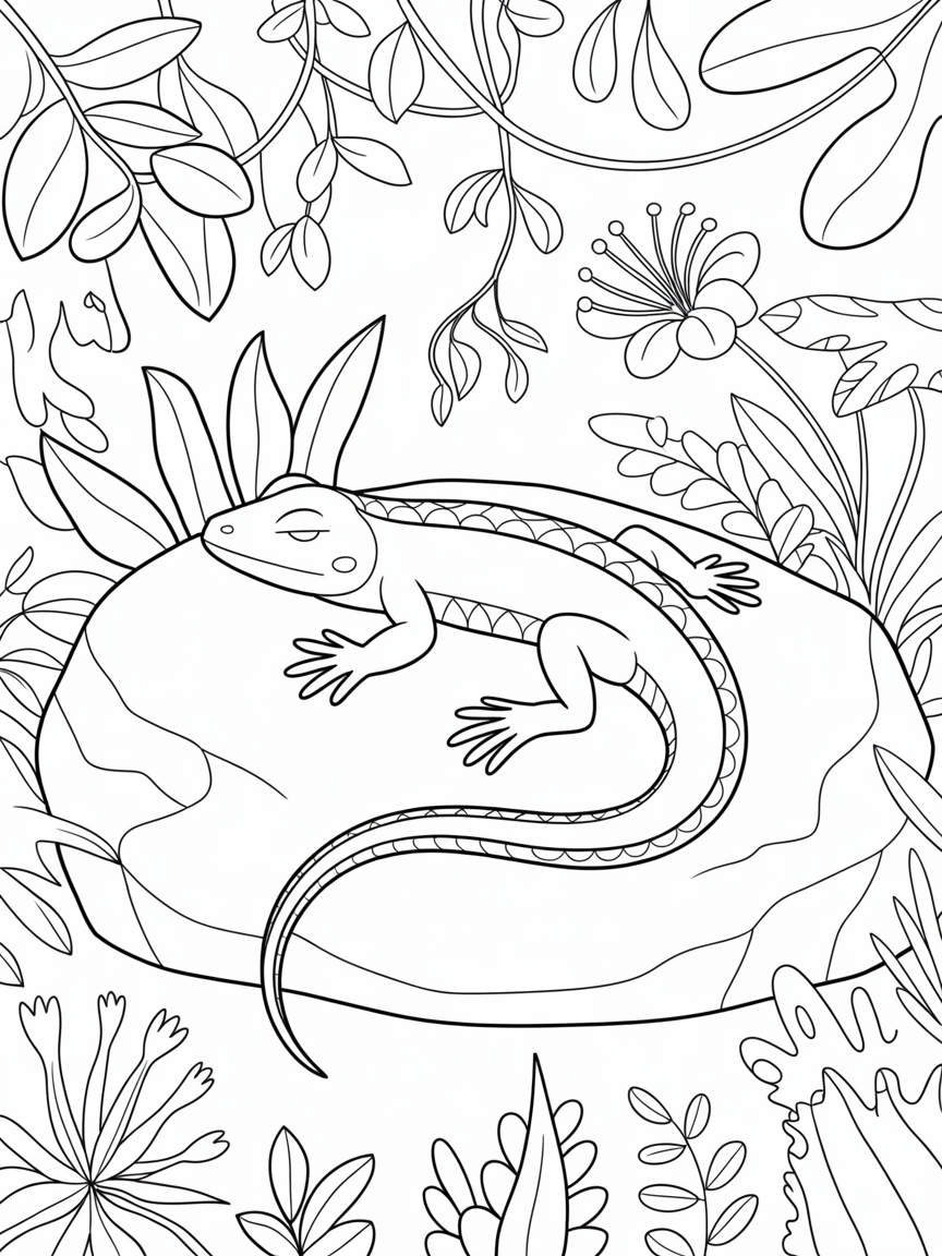 chillin lizard - Free Coloring Page