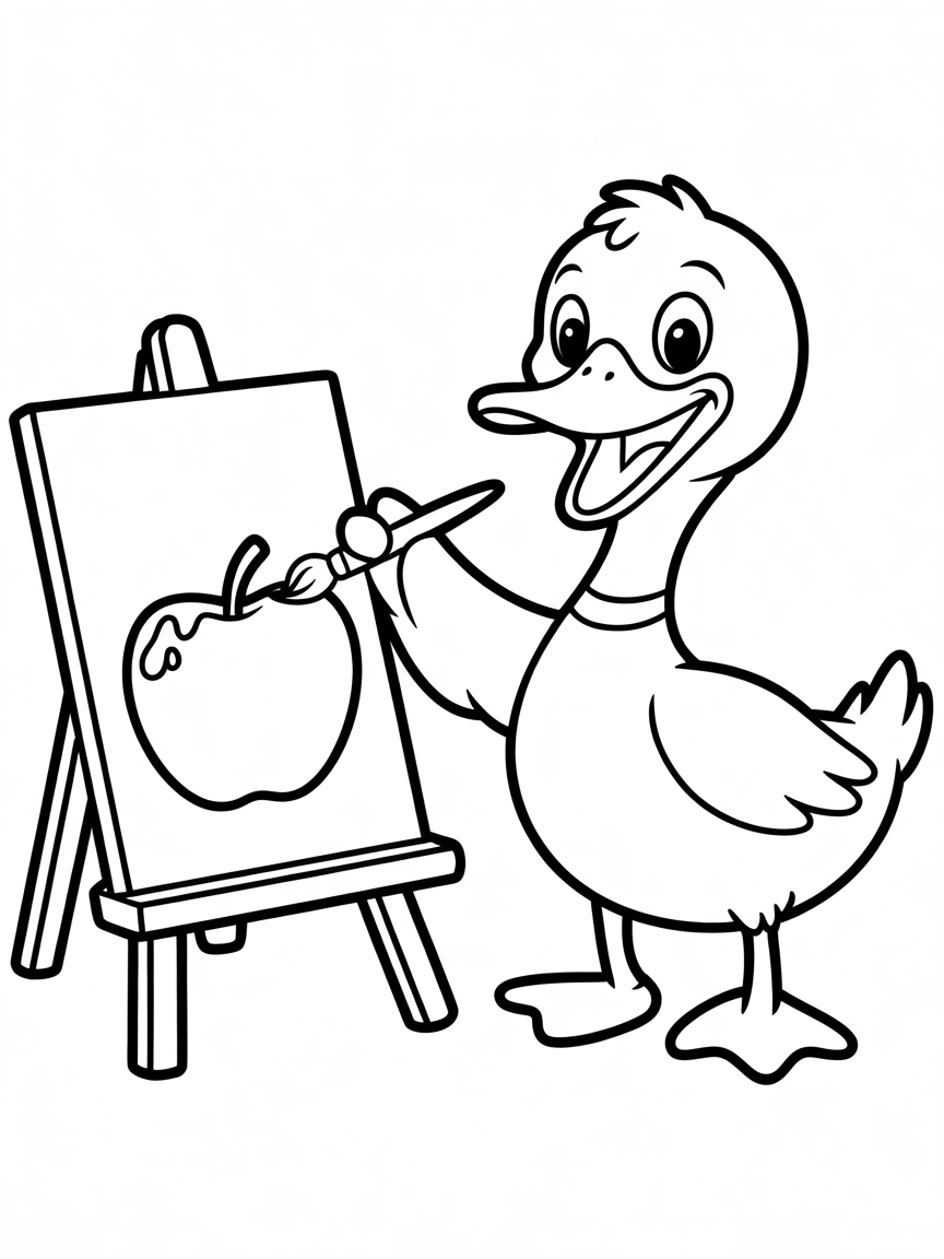 Duck painting - Free Coloring Page