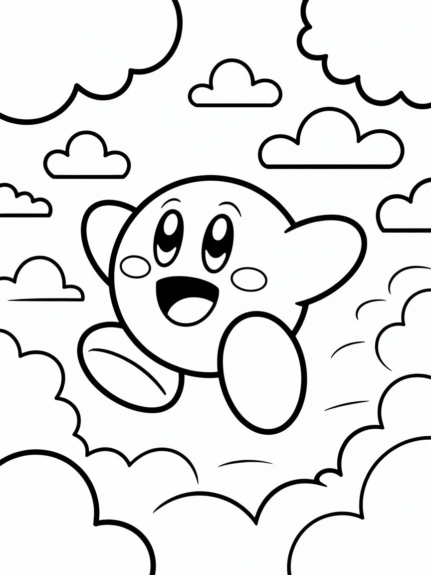 Kirby flying - Free Coloring Page
