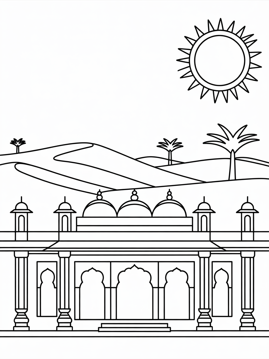 Indian rajasthan royal palace - Free Coloring Page