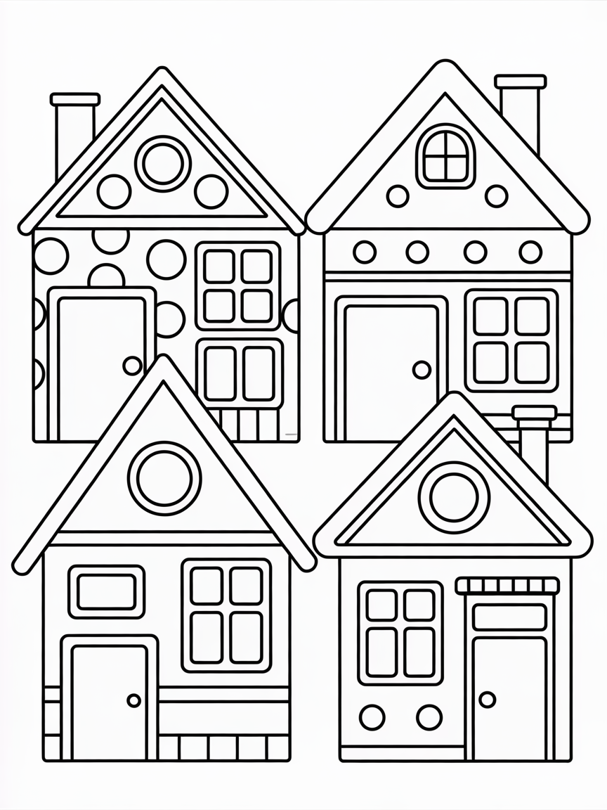 Casas - Free Coloring Page