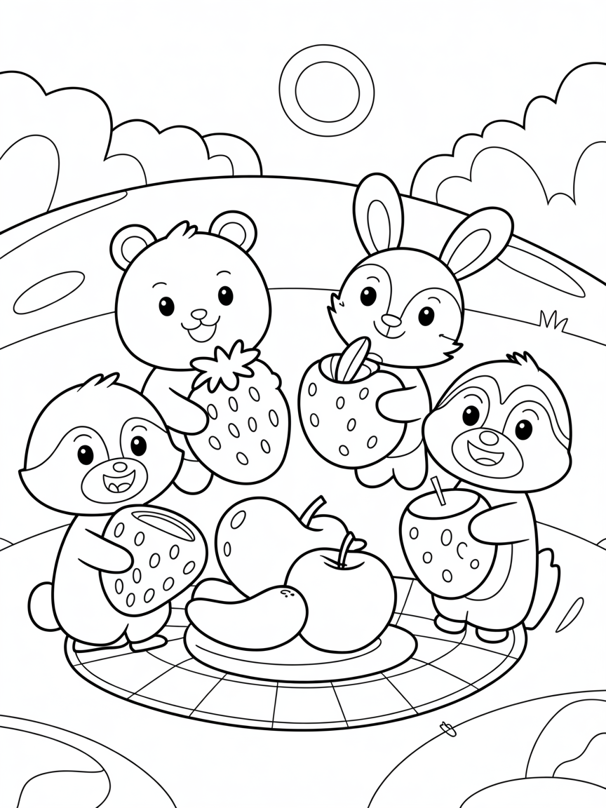 All cartoon characters - Free Coloring Page