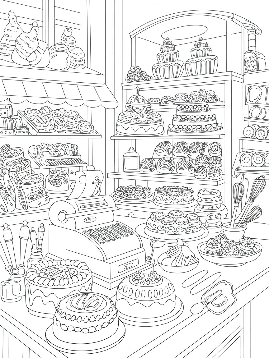 Bakery - Free Coloring Page