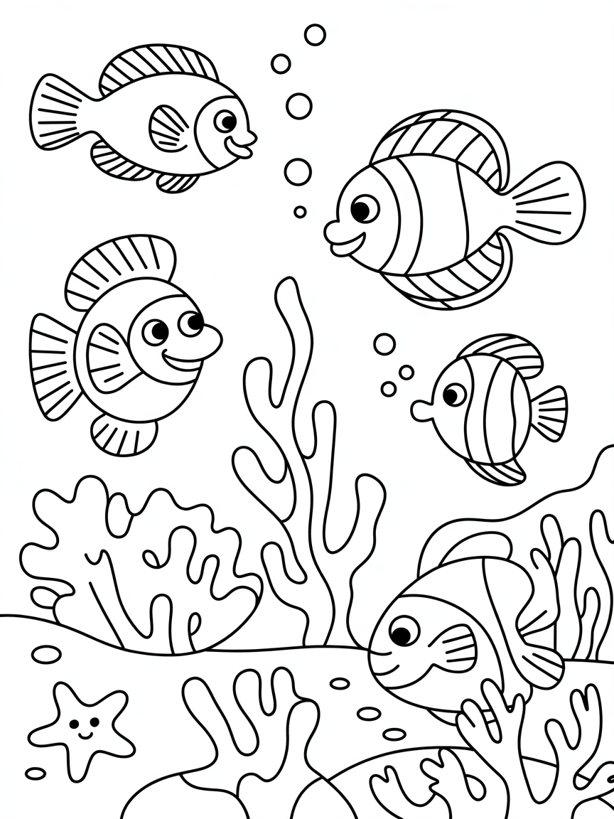 Under water - Free Coloring Page