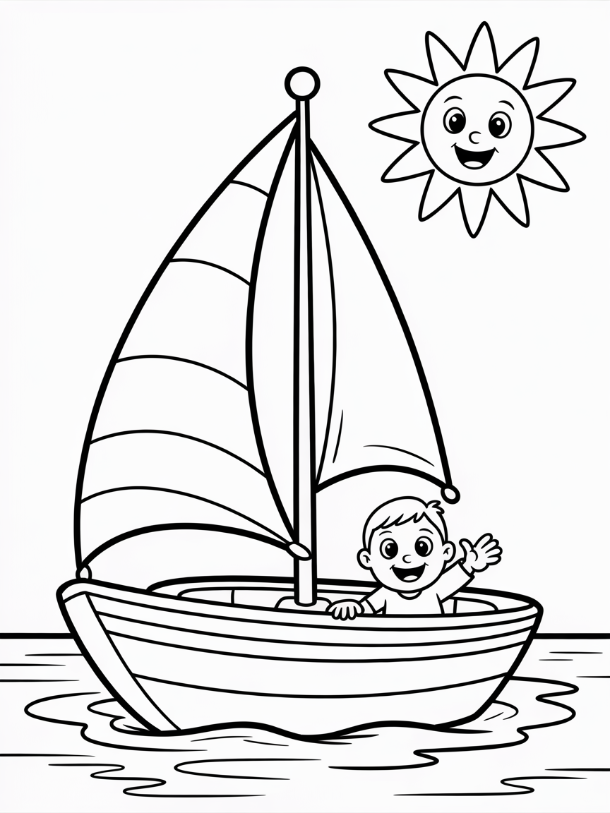 Boat - Free Coloring Page