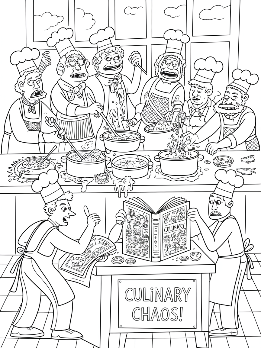 Too many cooks - Free Coloring Page