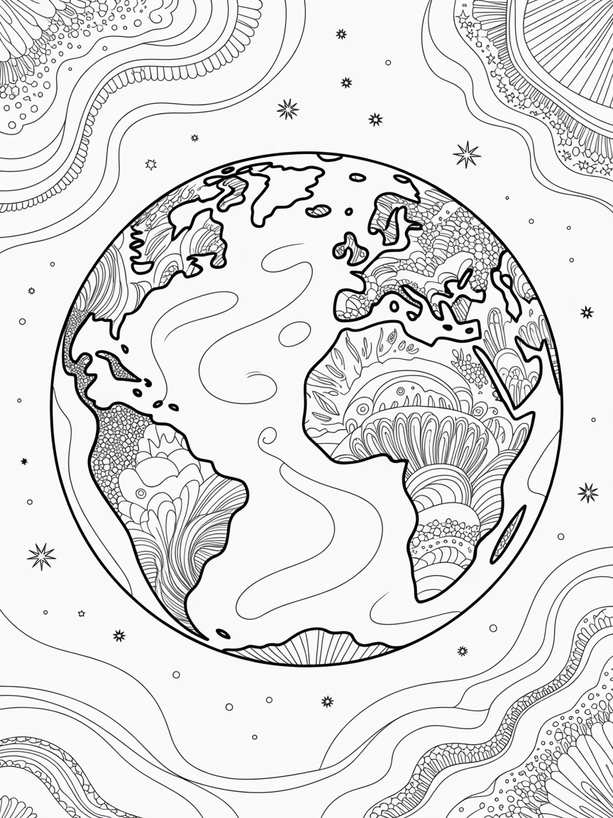 Earth - Free Coloring Page