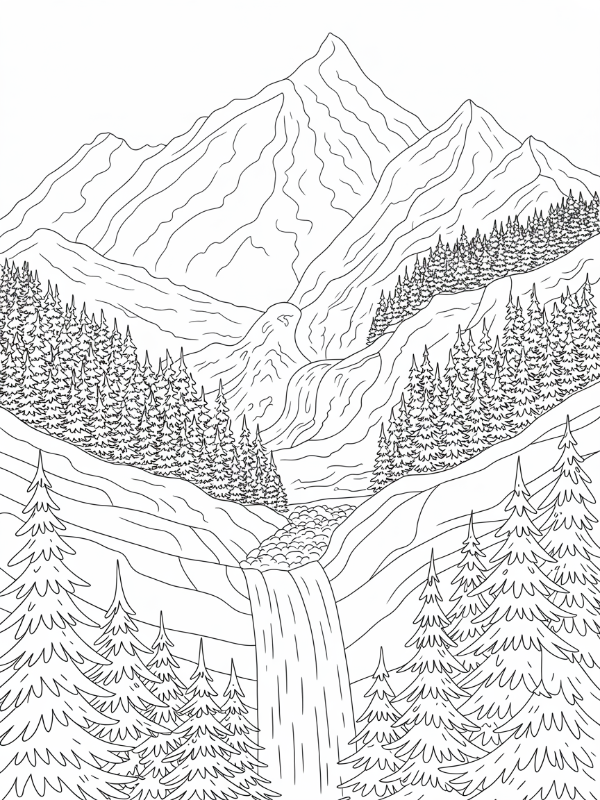 Mountain - Free Coloring Page