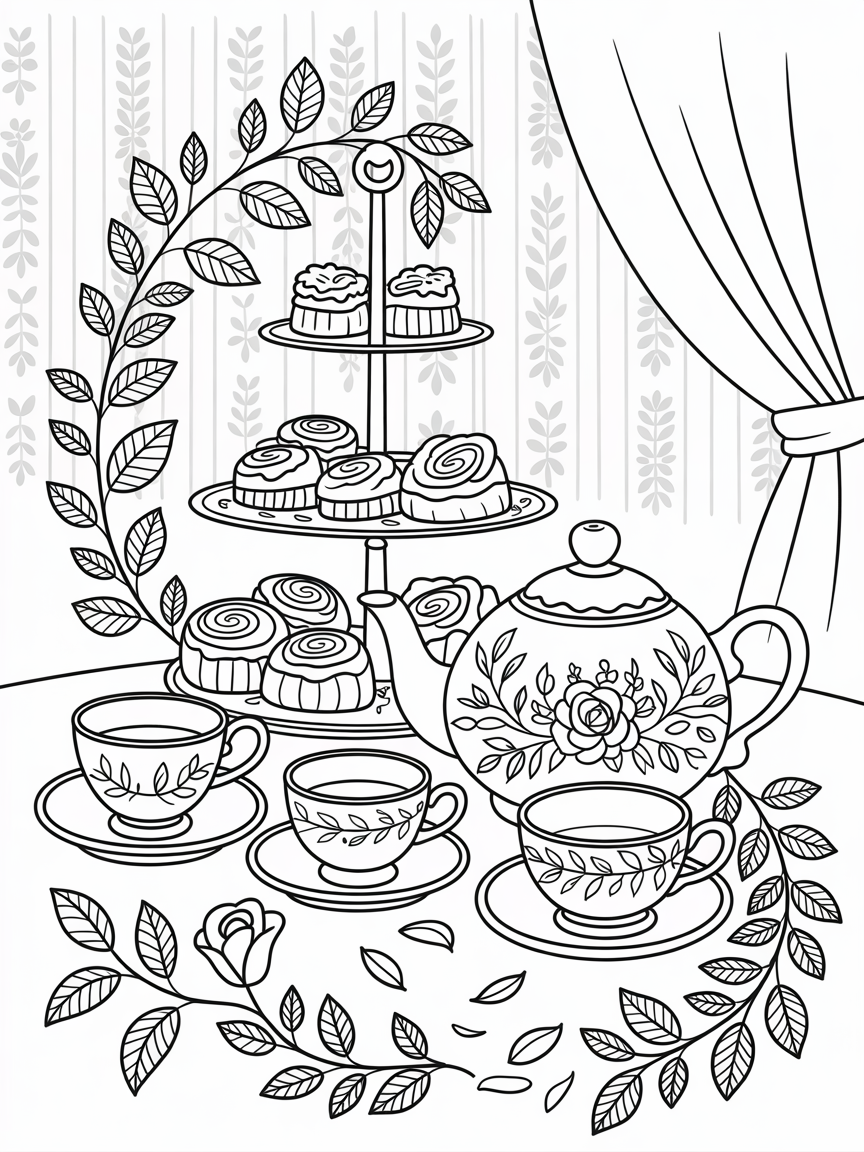 Tea - Free Coloring Page