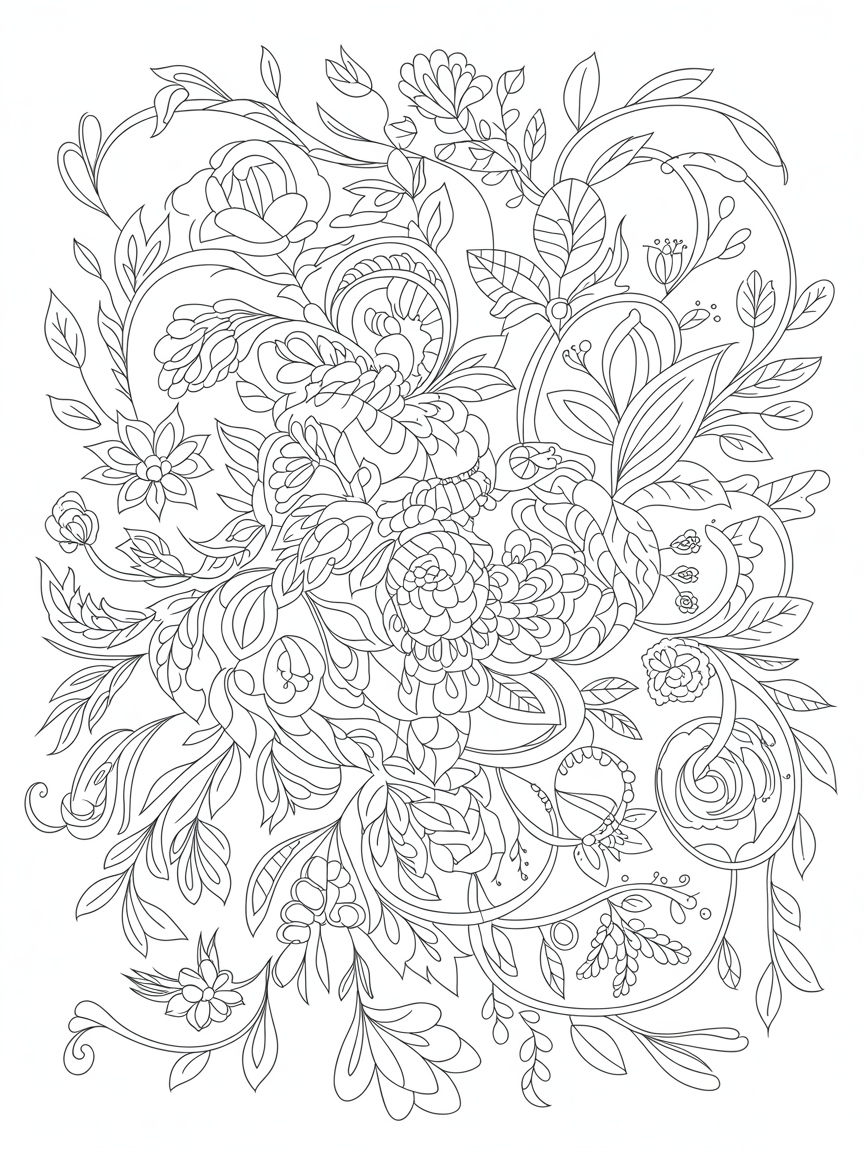 A mandala of flowers - Free Coloring Page
