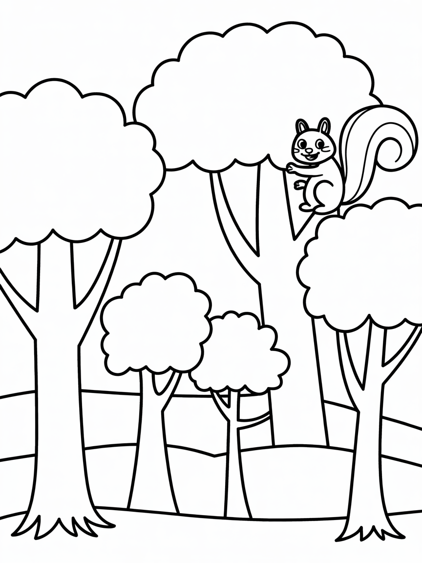 Trees in summer - Free Coloring Page