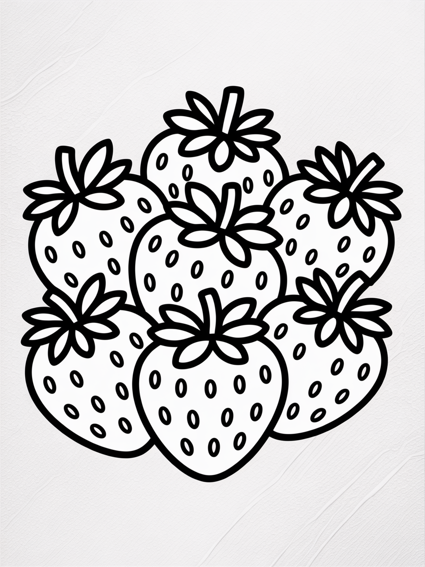 Strawberries - Free Coloring Page