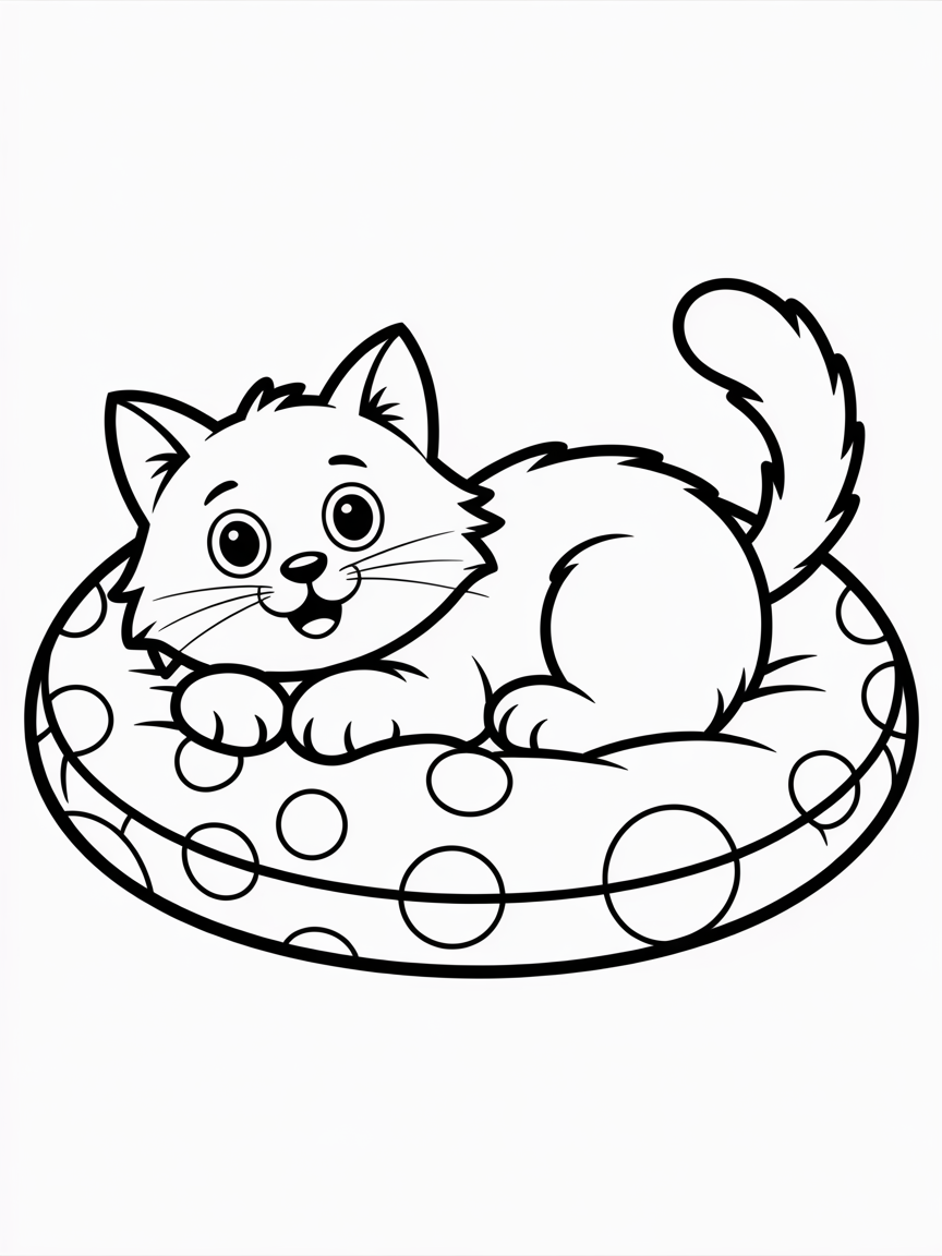 Cat lounging - Free Coloring Page