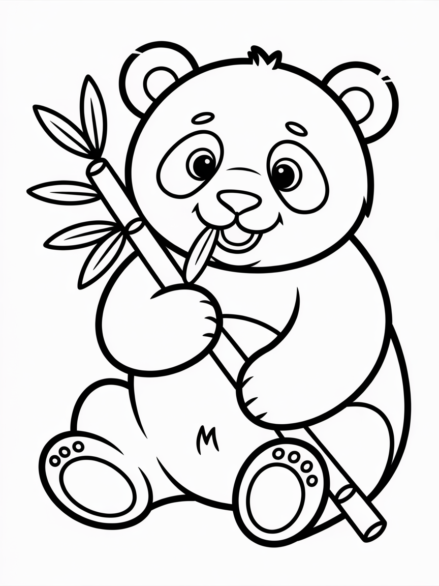 Panda eating bamboo - Free Coloring Page