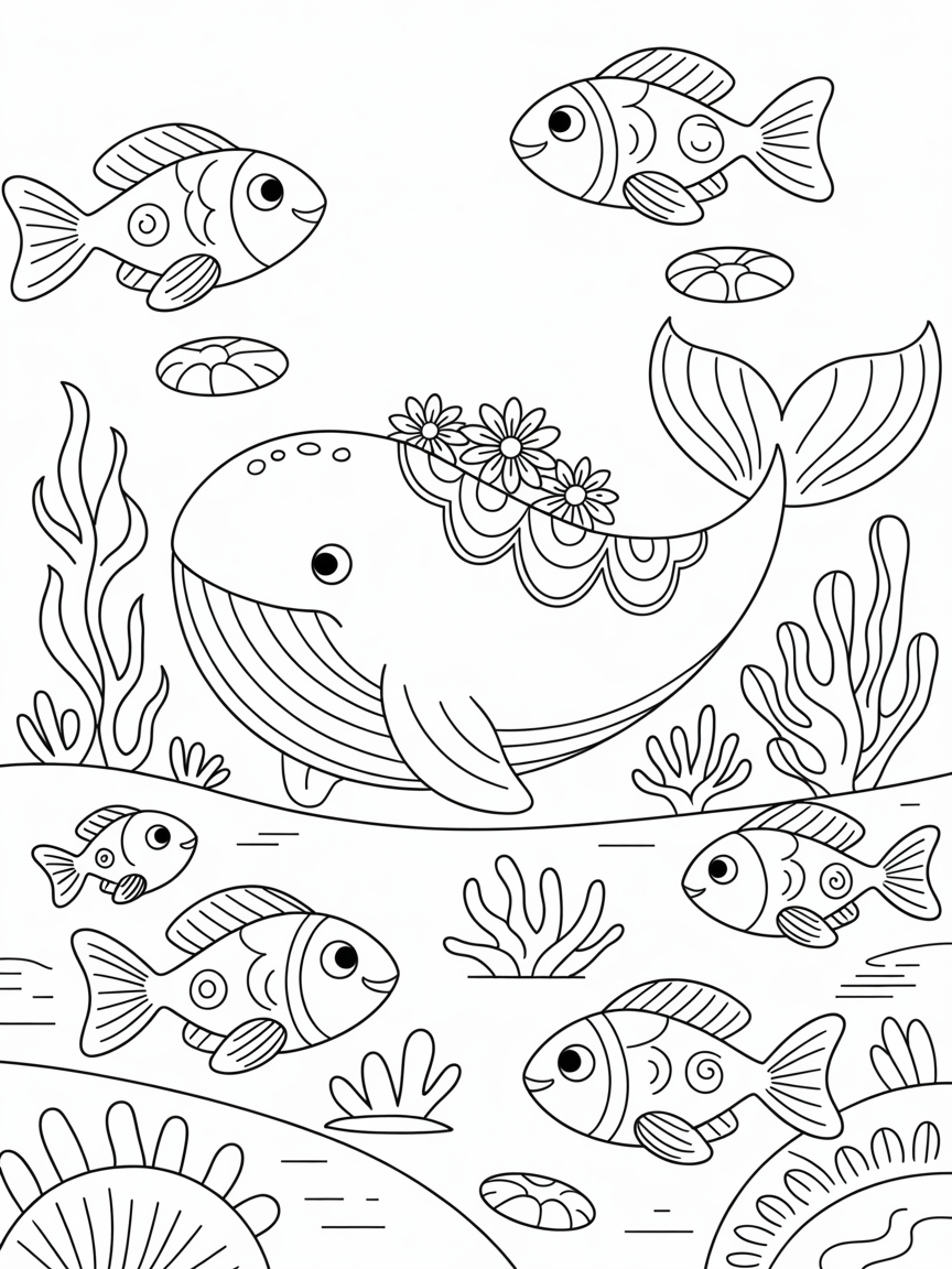 underwater world in India - Free Coloring Page