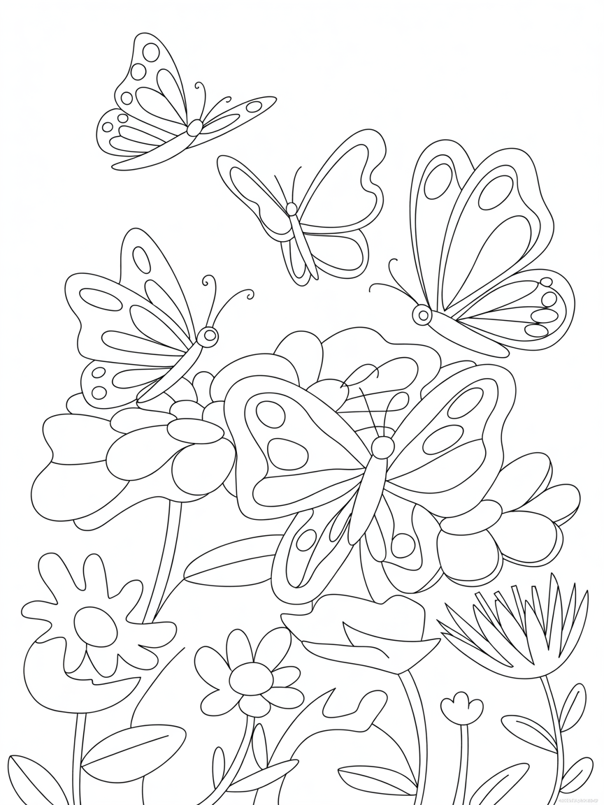 Butterfly world - Free Coloring Page