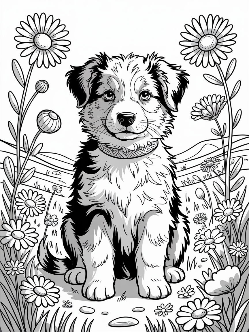 Australian shepherd puppy - Free Coloring Page