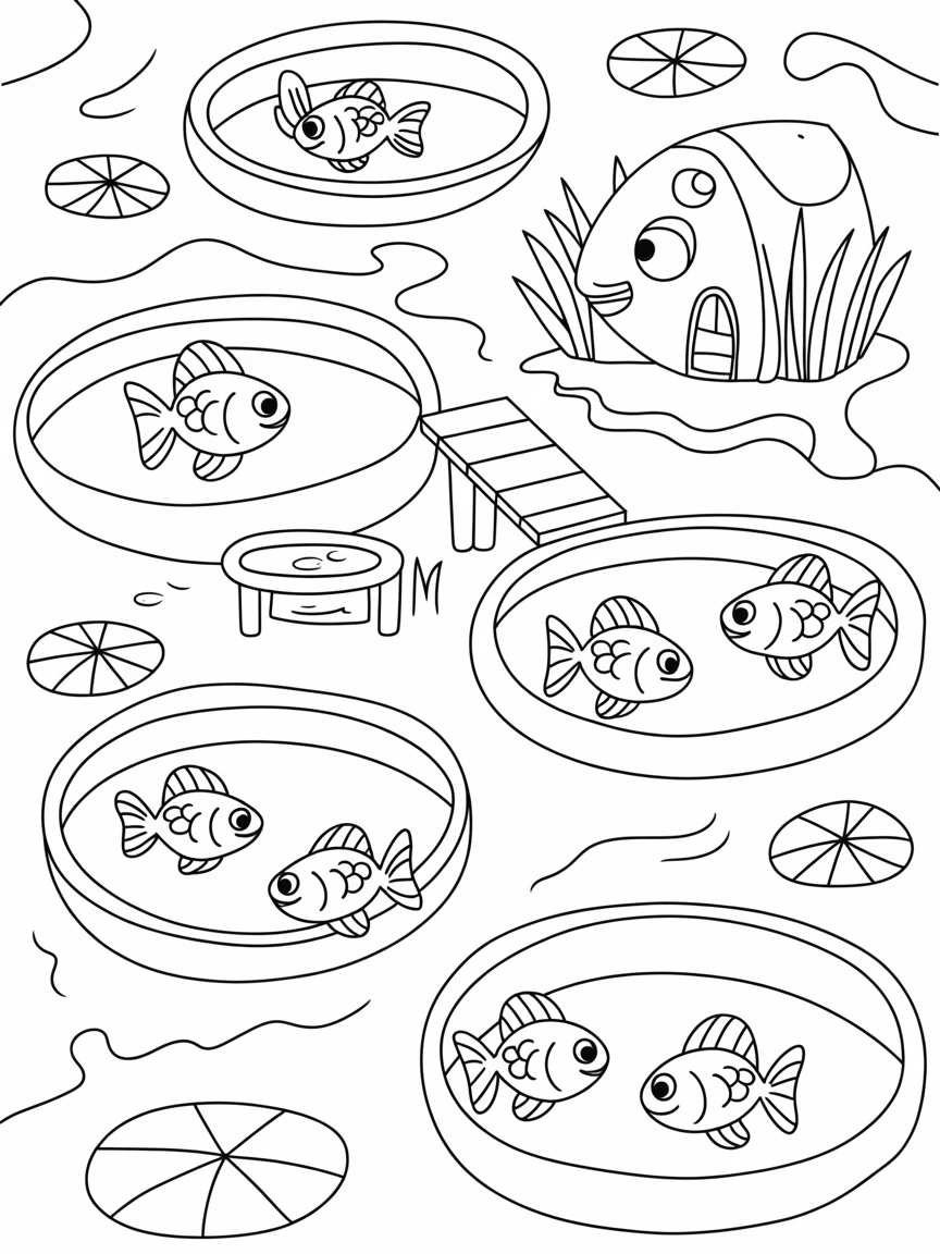 Fish farm - Free Coloring Page