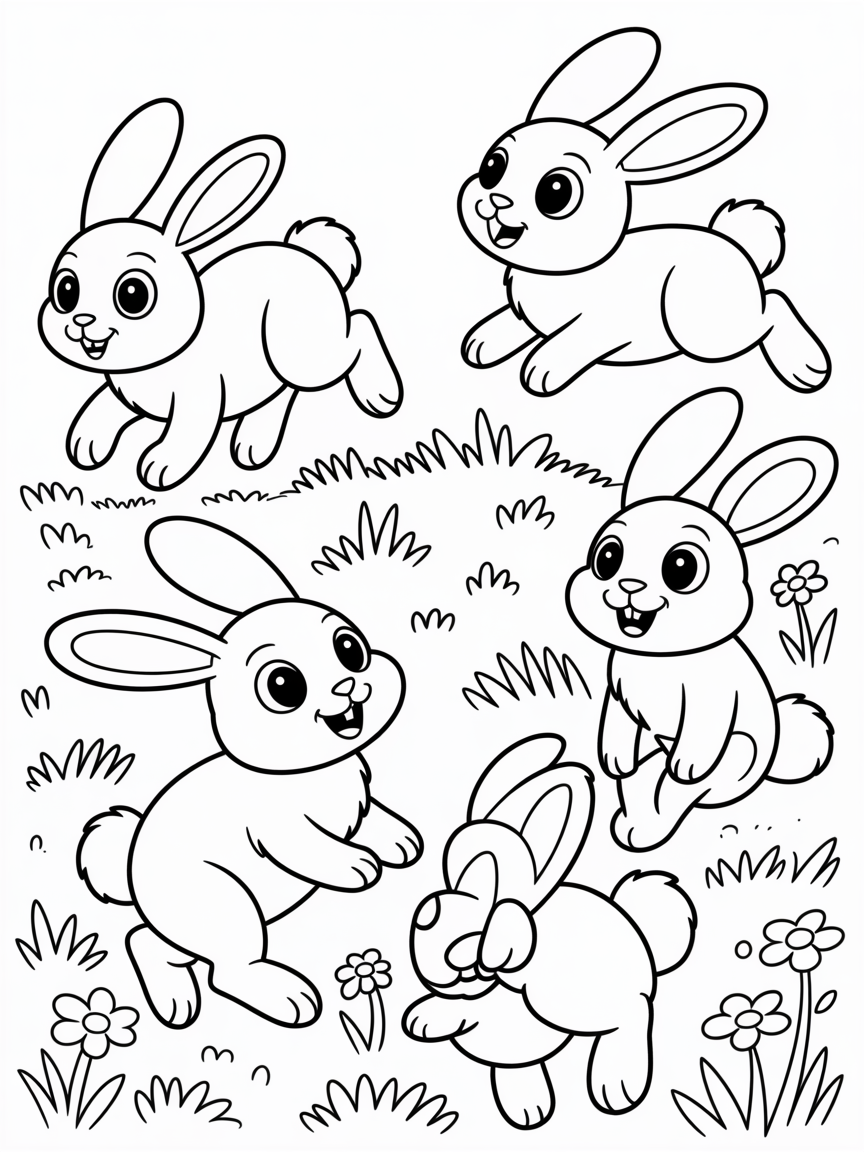 Bunny rabbits - Free Coloring Page