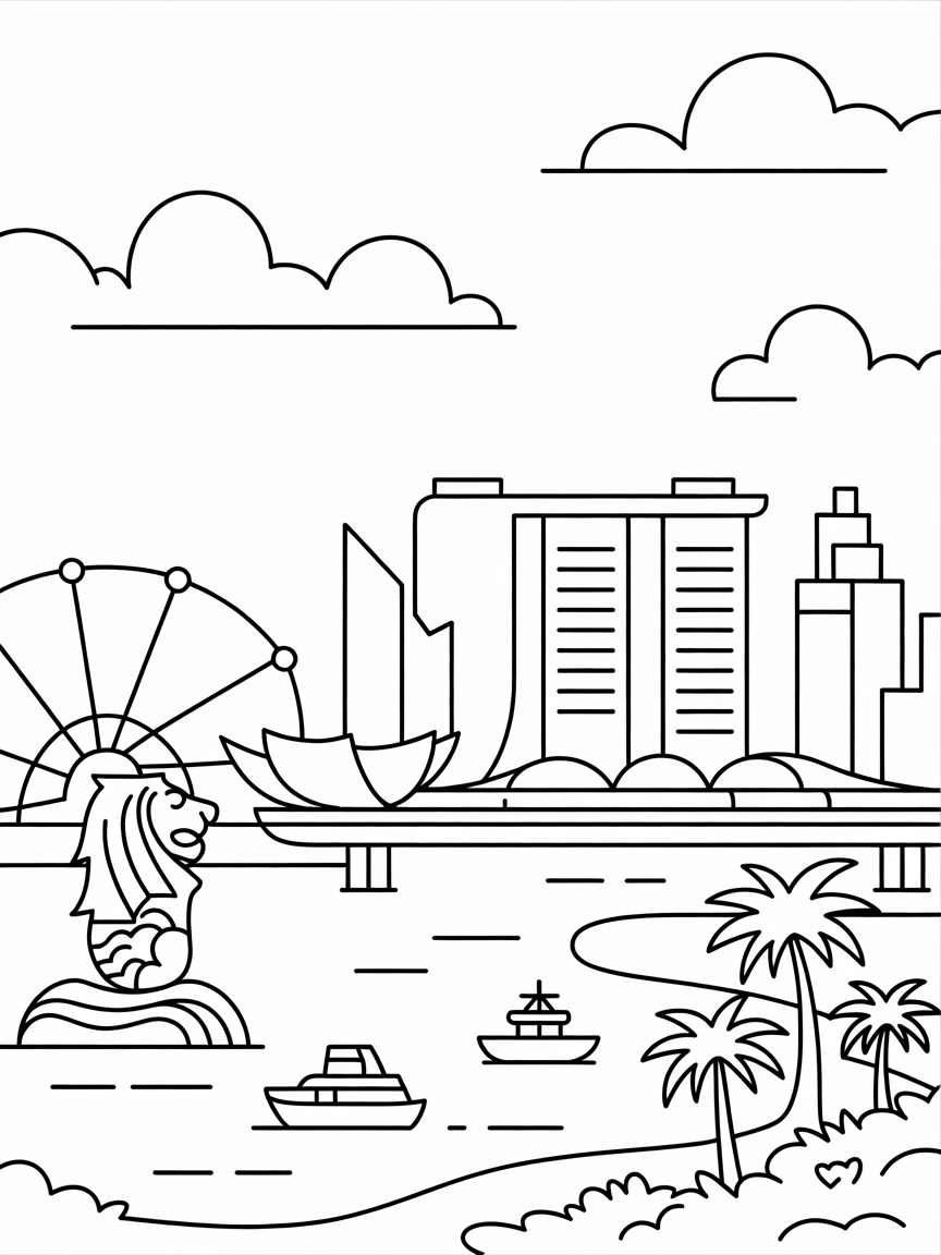 Singapore - Free Coloring Page